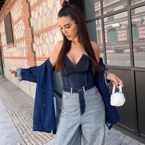 ZARA ZW SPLIT DENIM CORSET - Picture 4 of 9